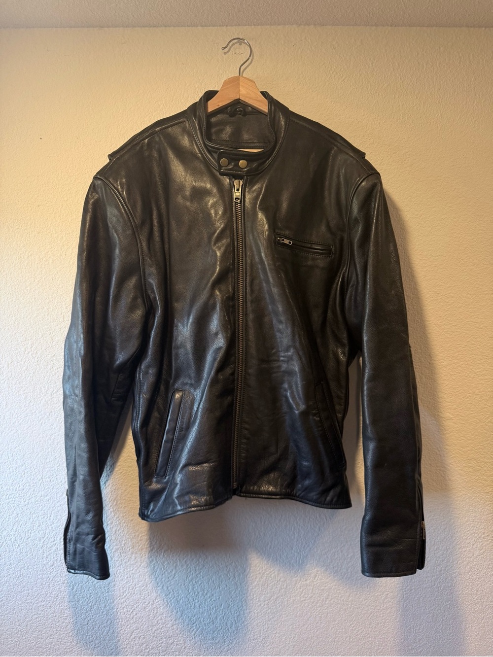 GENUINE Quality Heavy Leather Zip-Front Moto Style Jacket